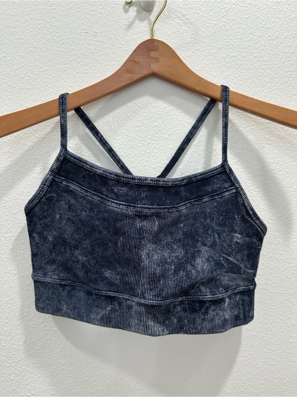 Washed tye dye Navy Blackout sports bra top Gap Fit small